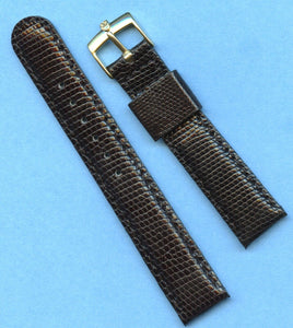 18mm Black Gen. Lizard MB Strap Band Leather Line Rolex Tudor Gold Plated Buckle