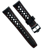 22mm GENUINE LEATHER RALLY BLACK & RED RACING STRAP MB BAND & PRE TAG HEUER BUCK
