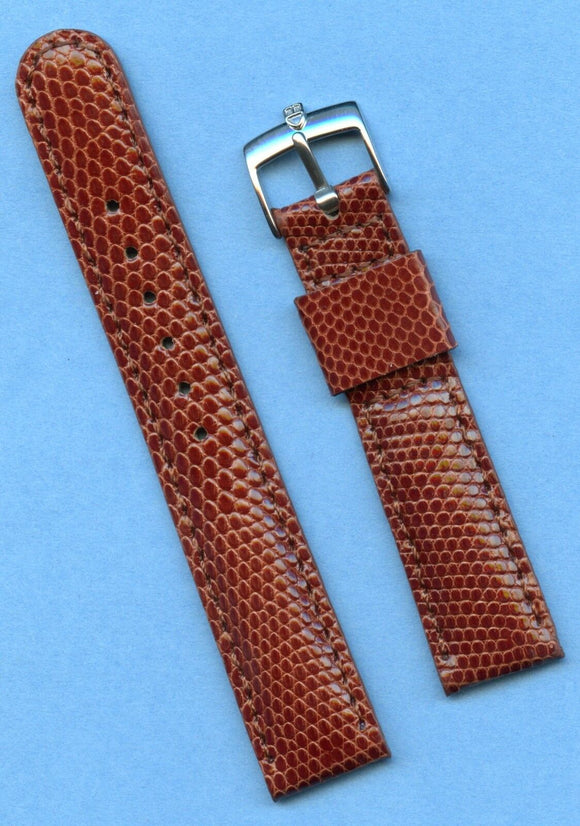 18mm Genuine Lizard MB Strap Band Tang Leather Lined & Rolex Tudor Steel Buckle