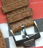 19mm Genuine Light Brown Snake Skin MB Strap Leather Lined, Pre TAG Heuer Buckle