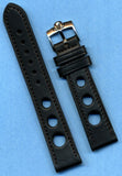 Black Rally Racing Genuine Leather MB Strap Band, 18mm 20m & Omega Steel Buckle