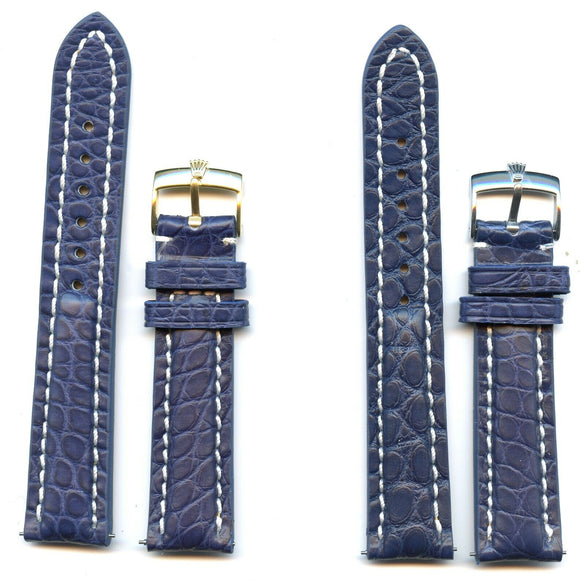 MB GENUINE BLUE ALLIGATOR STRAP 20MM OR 22MM & GEN. ROLEX BUCKLE STEEL OR GOLD