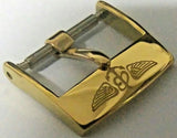 VINTAGE 80s 16mm GOLD BREITLING BUCKLE TANG FOR 16mm TO 18mm STRAP - BUCKLE ONLY