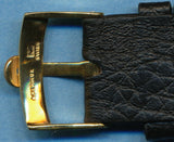 GENUINE BLACK LEATHER CAVADINI STRAP BAND 18mm OR 20mm & GEN. OMEGA GOLD BUCKLE