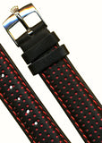 Black Rally Racing Perforated Leather MB Strap Red Stitch, 20mm & Rolex Buckle