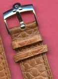 GEN. ALLIGATOR COGNAC BROWN STRAP 19mm EXTRA LONG & GENUINE OMEGA STEEL BUCKLE