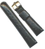 17mm Black Genuine Lizard MB Strap Band Leather Lined & Rolex Gold Plate Buckle