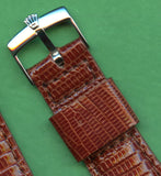 20mm Genuine Lizard Brown MB Strap Tang Leather & Rolex Steel Buckle