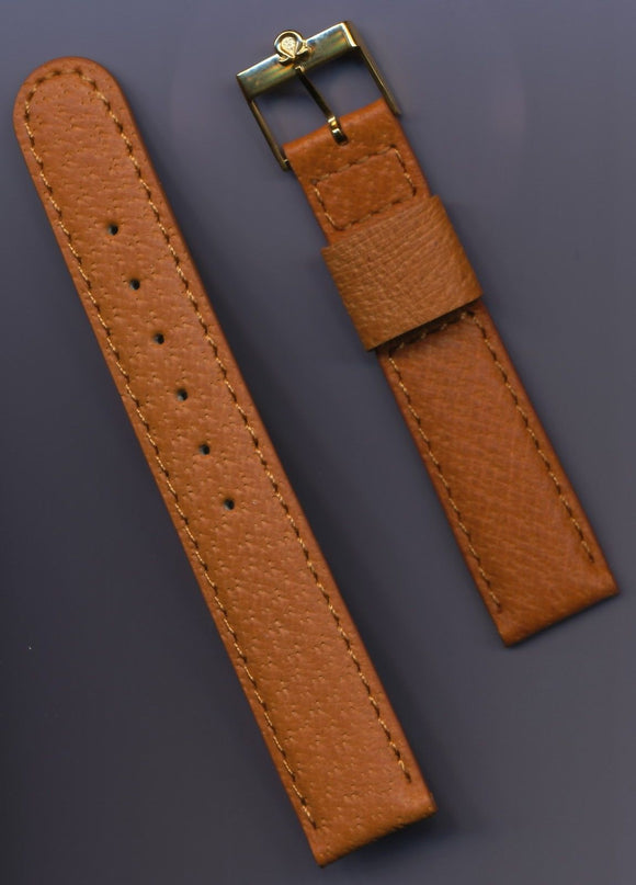 20mm GEN. WILD BOAR STRAP SPEEDMASTER LEATHER LINED & VINTAGE GOLD OMEGA BUCKLE