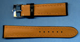 22mm GEN. BLACK LEATHER MB STRAP BAND WHITE STITCH PADDED & STEEL ROLEX BUCKLE