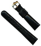 New Black 20mm Genuine Lizard MB Strap Leather Line & Gold Plated Omega Buckle