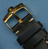 22mm GENUINE LEATHER PADDED MB BAND STRAP WS & GENUINE OMEGA GOLD PLATE BUCKLE