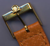 20mm GEN. WILD BOAR STRAP SPEEDMASTER LEATHER LINED & VINTAGE GOLD OMEGA BUCKLE