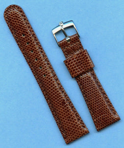 19mm Genuine Lizard MB Strap Band Tang Leather Lined & Rolex Tudor Steel Buckle