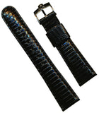 18mm Genuine Lizard MB Strap Band Leather Lined & Steel Omega Buckle Black