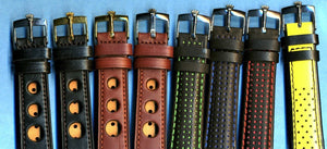 6 Colors 20mm Genuine Leather Rally Race MB Strap Gen. Gold, Steel Rolex Buckle
