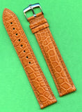 GENUINE ALLIGATOR BROWN STRAP BAND 19mm EXTRA LONG & GENUINE ROLEX STEEL BUCKLE