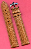 GEN. ALLIGATOR COGNAC BROWN STRAP 19mm EXTRA LONG & GENUINE OMEGA STEEL BUCKLE