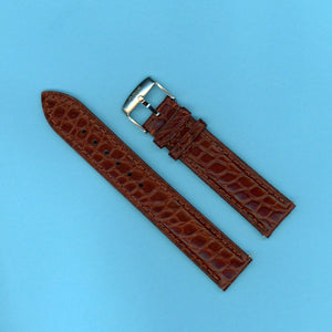 GENUINE ALLIGATOR STRAP BROWN 18mm LEATHER LINED & GENUINE ORIS STEEL BUCKLE