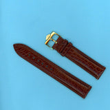 GENUINE ALLIGATOR STRAP BROWN 18mm LEATHER LINED & GENUINE TAG HEUER GOLD BUCKLE