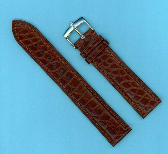 GENUINE ALLIGATOR STRAP BROWN 18mm LEATHER LINED & GENUINE TUDOR STEEL BUCKLE