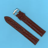 GENUINE ALLIGATOR EXTRA LONG STRAP BAND BROWN 19mm & GENUINE TUDOR STEEL BUCKLE