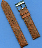 18mm BROWN GENUINE SNAKE SKIN MB STRAP LEATHER LINED & BREITLING GOLD BUCKLE