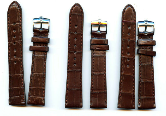 GENUINE ALLIGATOR L ERARD STRAP BROWN 19mm LEATHER LINE & GEN ROLEX STEEL BUCKLE