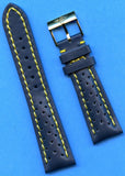 Blue Rally Perforated Genuine Leather MB Strap, 20 22mm & Breitling Steel Buckle