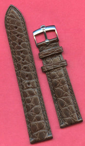 GENUINE ALLIGATOR BROWN 18mm STRAP BAND LEATHER & GENUINE OMEGA STEEL BUCKLE