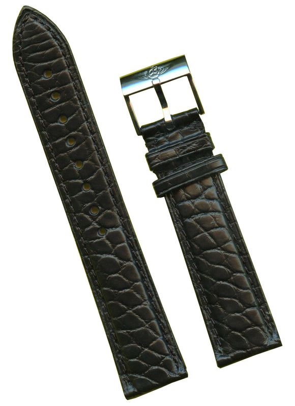 GENUINE ALLIGATOR BLACK STRAP 18mm LEATHER & GENUINE BREITLING STEEL BUCKLE