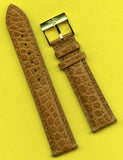 GEN ALLIGATOR COGNAC BROWN STRAP 20mm EXTRA LONG & GENUINE BREITLING GOLD BUCKLE