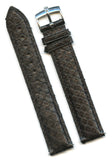 18mm Black Genuine Snake Skin MB Strap Extra Long & Rolex Tudor Steel Buckle