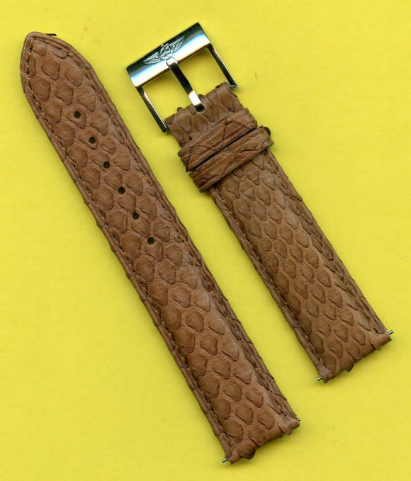 19mm GENUINE SNAKE SKIN MB STRAP BAND LEATHER LINED & BREITLING STEEL BUCKLE