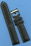 22mm GENUINE BLACK LEATHER MB STRAP BAND PADDED & GOLD TONE BREITLING BUCKLE