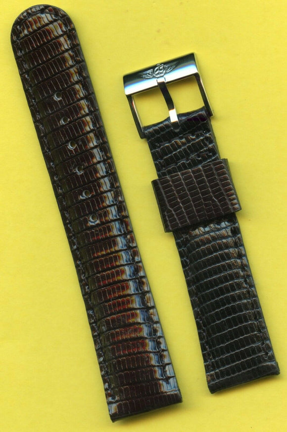 GENUINE BLACK LIZARD MB STRAP 20mm LEATHER & GENUINE BREITLING STEEL BUCKLE