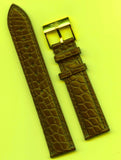 GENUINE ALLIGATOR BROWN STRAP 20mm LEATHER LINED & GENUINE BREITLING GOLD BUCKLE