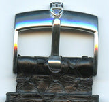 18mm Black Genuine Snake Skin MB Strap Extra Long & Rolex Tudor Steel Buckle