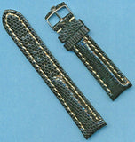 20mm BLACK GENUINE LIZARD MB STRAP BAND LEATHER LINED TANG & STEEL ROLEX BUCKLE