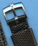 17mm Genuine Black Lizard MB Strap Band Leather Lined & Rolex Tudor Steel Buckle