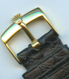 18mm Genuine Black Snake Skin MB Strap Band Extra Long & Gen. Rolex Gold Buckle