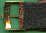 18mm Retro Genuine Lizard MB Strap Band Fit Bubbleback & Rolex Gold Plate Buckle