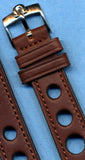 Brown Rally Racing Genuine Leather Strap Band, 18mm  20mm & Omega Steel Buckle