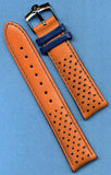 4 Colors 20mm Genuine Perforated Leather Rally Racing MB Strap & Omega Buckle