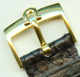 19mm MB Genuine Black Snake Skin Strap Band  Leather Lined & Omega Gold Buckle