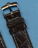 20mm GEN. BROWN CROCODILE MB STRAP BAND SUBMARINER & GENUINE ROLEX STEEL BUCKLE