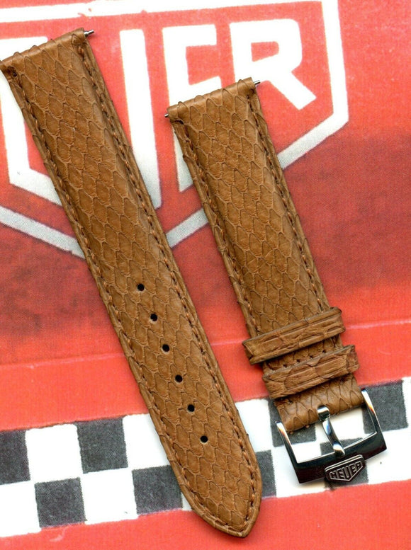 18mm Genuine Light Brown Snake Skin MB Strap Leather & Pre TAG Heuer Buckle