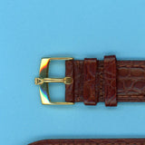 GENUINE ALLIGATOR EXTRA LONG STRAP BAND BROWN 19mm & GENUINE TUDOR GOLD BUCKLE