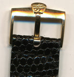 LIZARD MB STRAP 18-22 BLACK BROWN & VINTAGE BREITLING BUCKLE (GOLD OR STEEL)