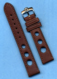 Brown Rally Racing Genuine Leather Strap Band, 18mm  20mm & Omega Steel Buckle